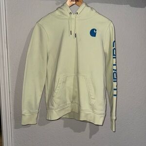 Carhartt Men's Neon Yellow/ Green Hoodie with Blue Accents